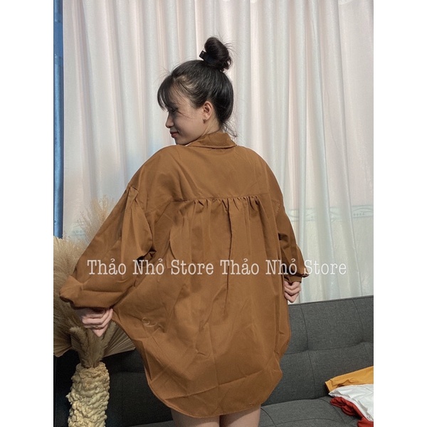 áo sơmi tay phồng form to rộng túi hộp( hình thật shop Thảo Nhỏ Store chụp )