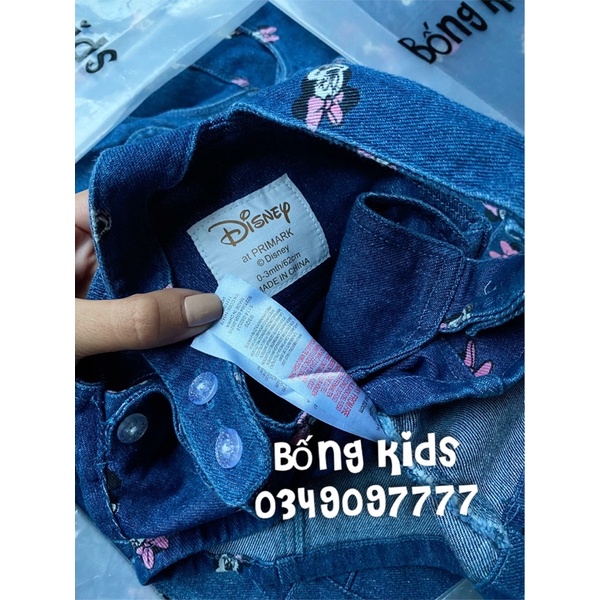 Yếm Váy Bé Gái Minnie Túi Tai Nổi Denim PR