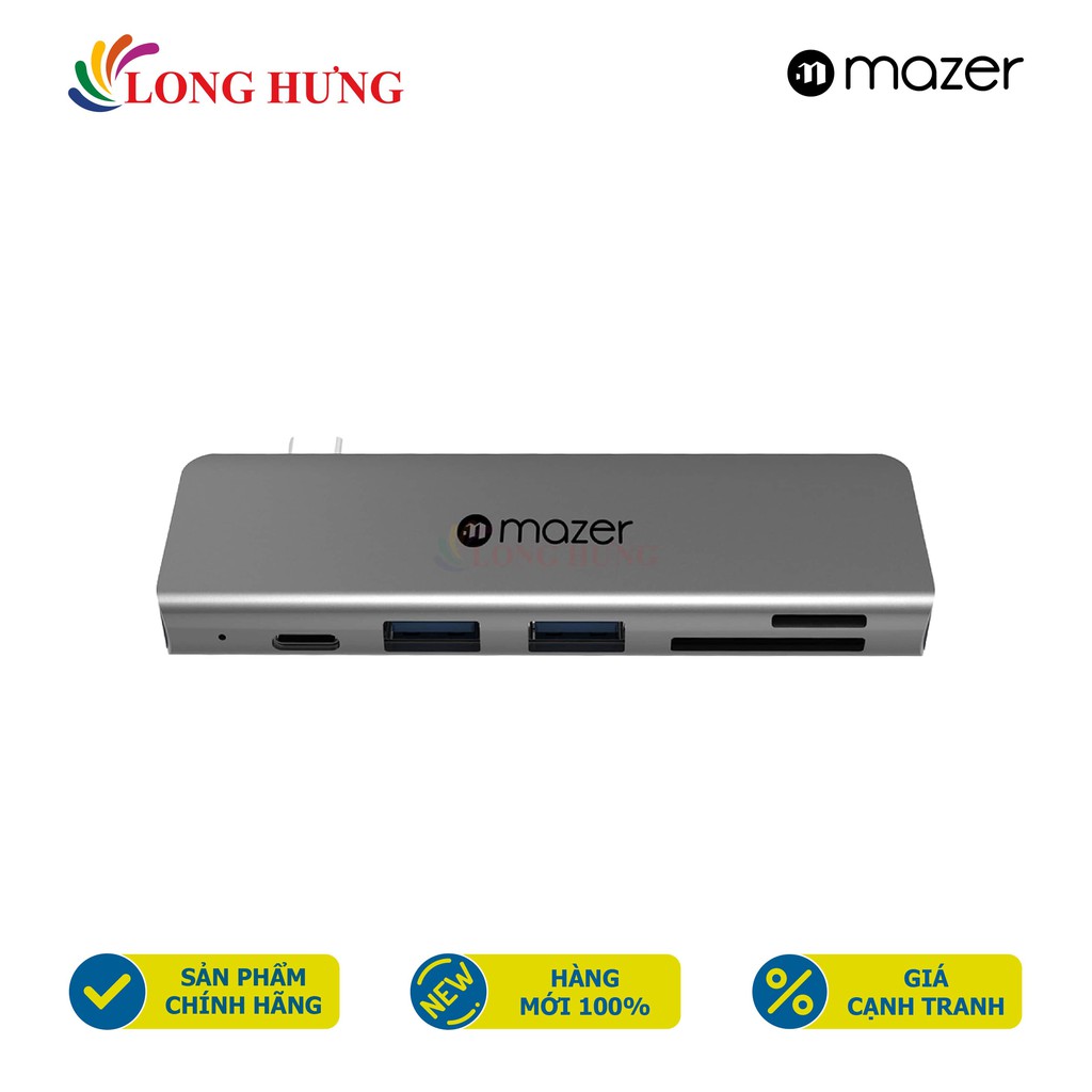 Cổng chuyển đổi Mazer Multiport-C 5-in-1 Pro Hub M-UC2PROHUB600-GY - Hàng Chính Hãng