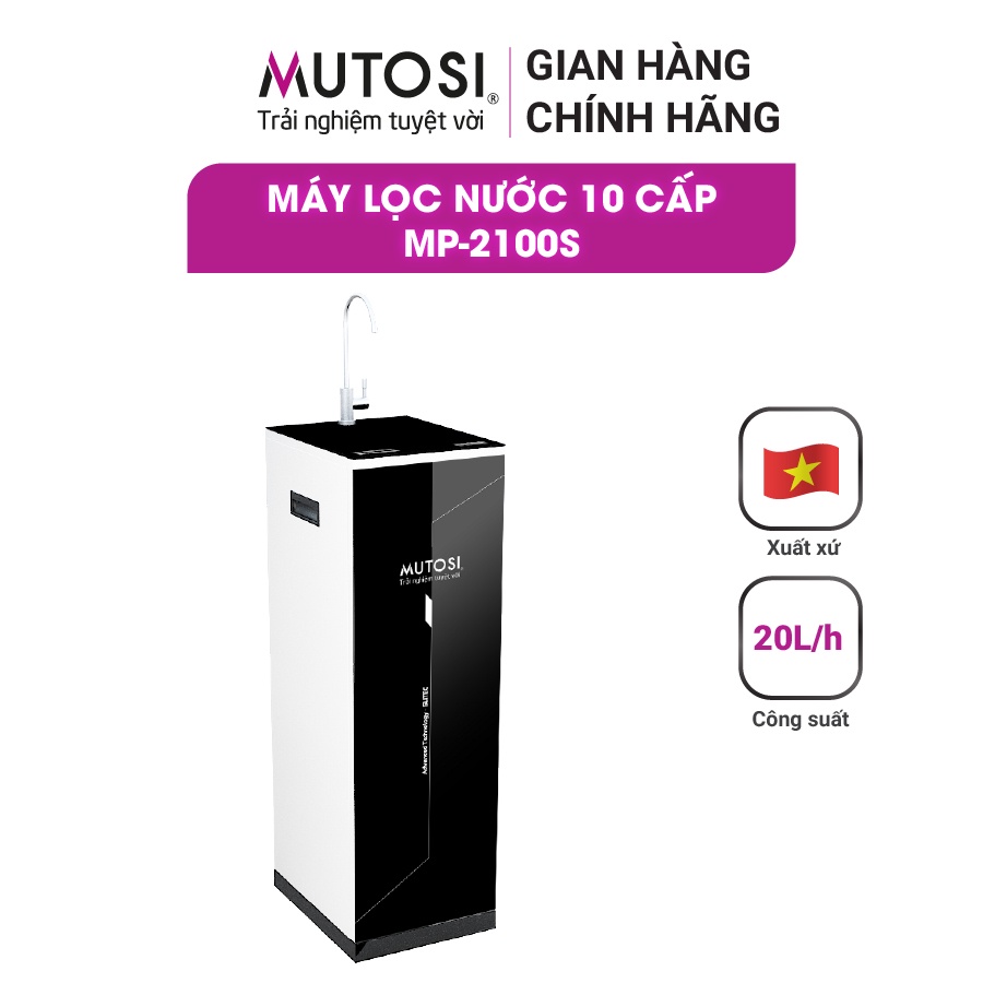 Máy lọc nước Mutosi MP-2100S, 10 cấp lọc, lõi chức năng bổ sung khoáng chất, bảo hành chính hãng