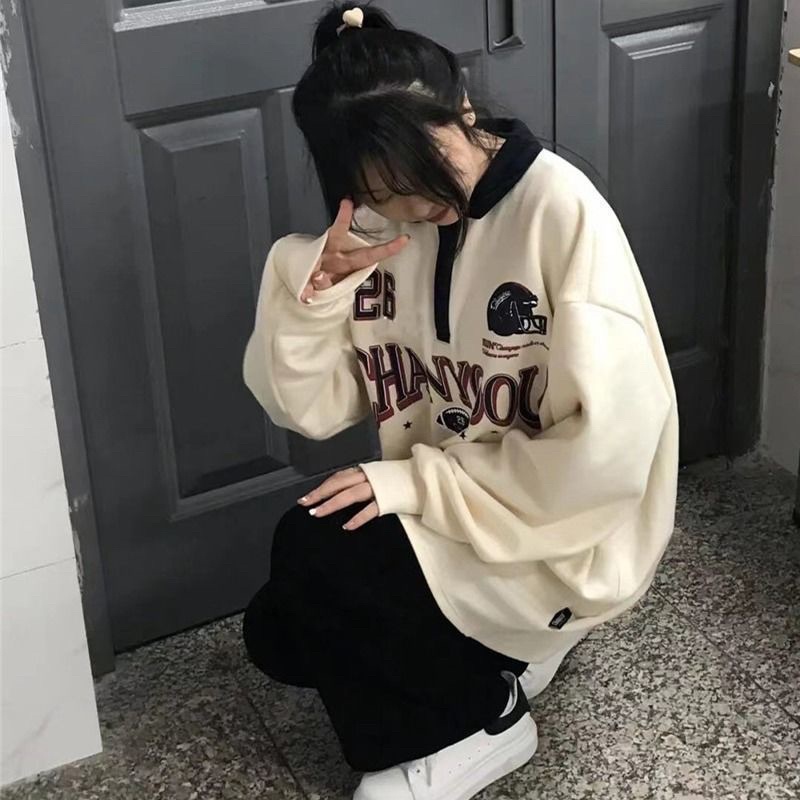 Áo sweater SuzaHouse form rộng unisex nỉ bông mặc nhà đi chơi màu xanh thời trang ulzzang Hàn Quốc