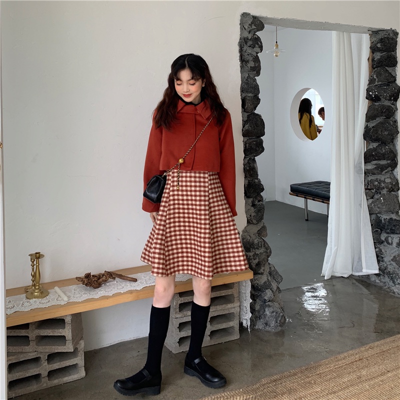 Đầm Len Không Tay Họa Tiết Sọc Caro Thời Trang Sành Điệu Cho Nữ