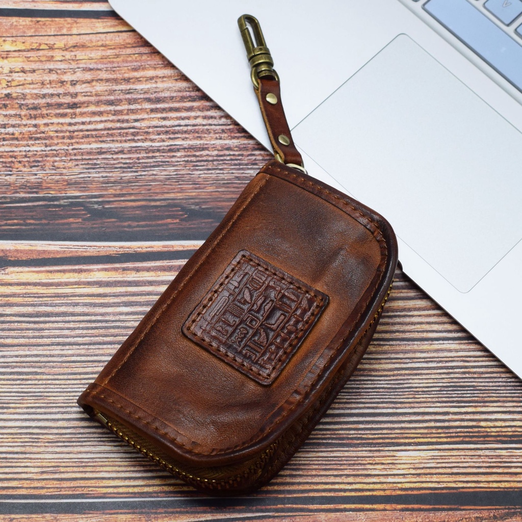 Hộp Đựng Chìa Khóa Xe Hơi Bằng Da Bò Phong Cách Retro Nhật Bản Đa Năng Tiện Dụng
