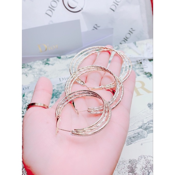 bông tai khuyên tai khoen tròn 3 vòng sanh chảnh phong cách hàn quốc