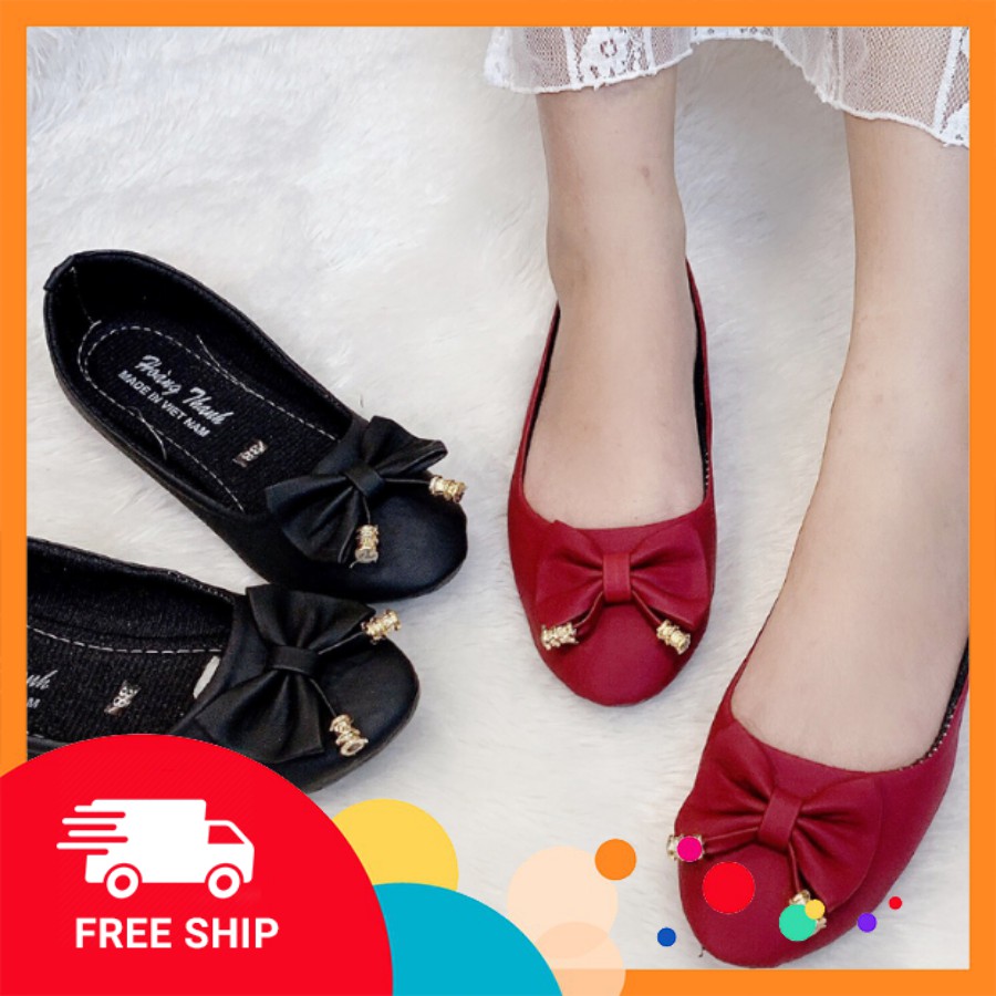 [FreeShip-Xả Kho]  Giày Búp Bê Bệp Nữ Dính Nơ Xinh Xắn Mã DN80