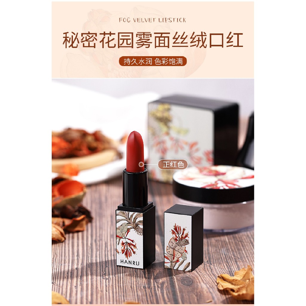 Bộ mỹ phẩm HANRU 4 trong 1 gồm cọ đầu nấm + phấn phủ + son môi + phấn nước cushion | BigBuy360 - bigbuy360.vn