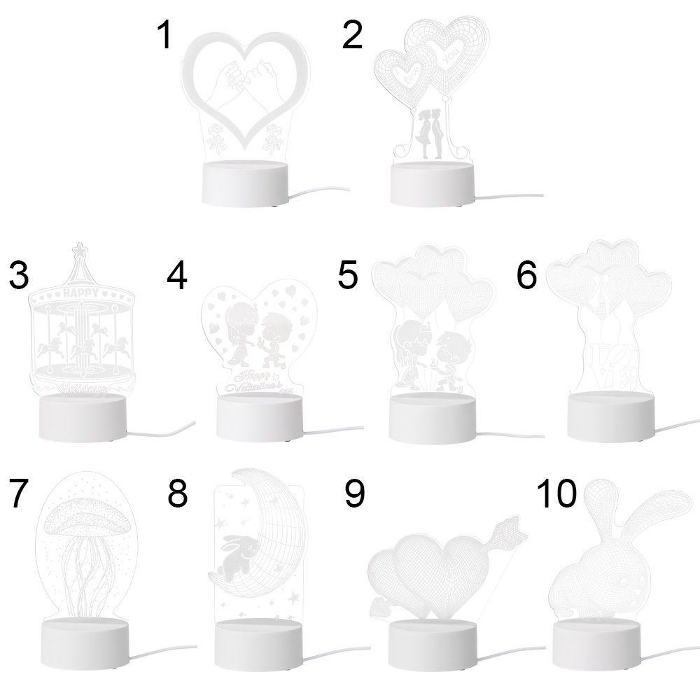 Đèn LED 3D bằng acrylic hình thỏ dễ thương để bàn trang trí