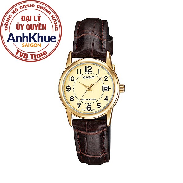 Đồng hồ nữ dây da Casio chính hãng Anh Khuê LTP-V002GL-9BUDF (25mm)