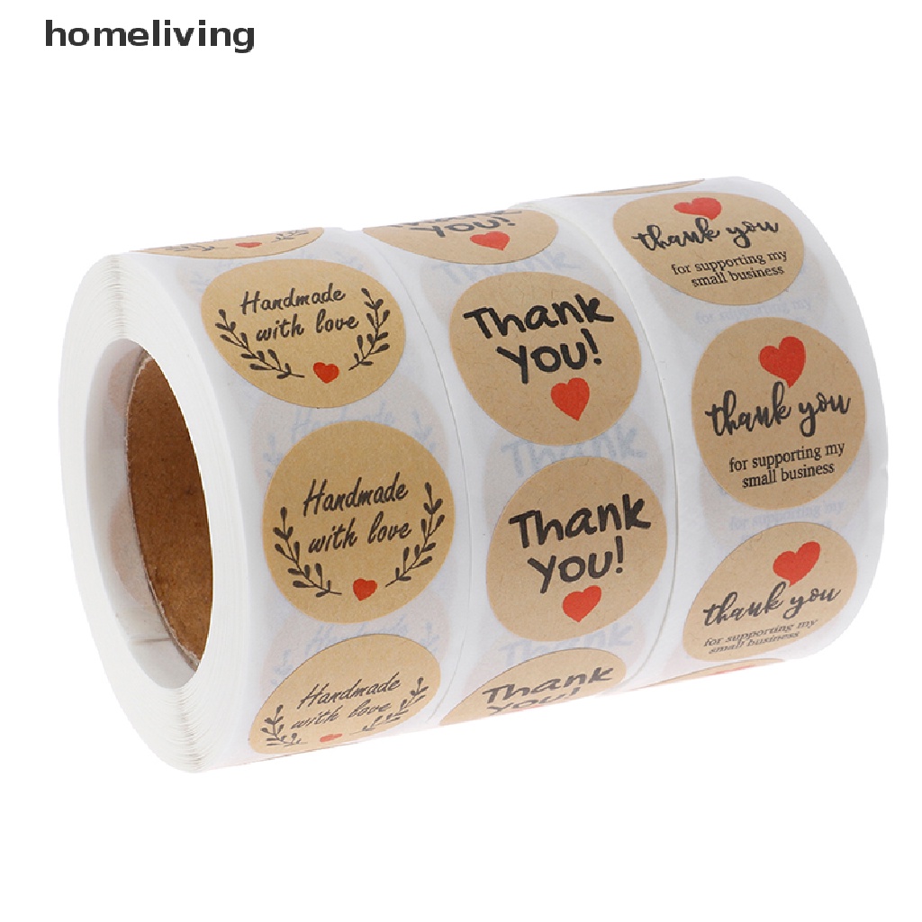 Bộ 500 miếng dán tròn in chữ Thank You dùng để trang trí