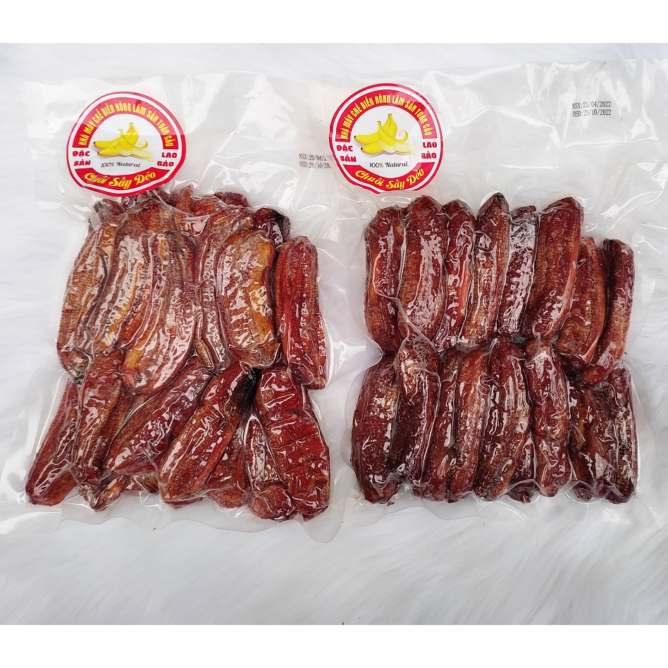 Chuối sấy dẻo đặc sản Quảng Trị 500g dẻo dai tự nhiên, sấy nguyên trái, vị ngọt dịu, thơm