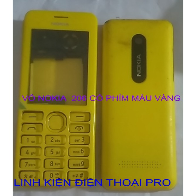 VỎ NOKIA 206 CÓ PHÍM MÀU VÀNG