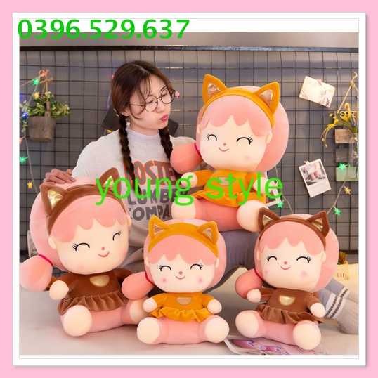 Gấu bông teddy cô gái cosplay mèo, gấu nhồi bông cô gái cosplay mèo siêu dễ thương Size 25cm và 45 cm