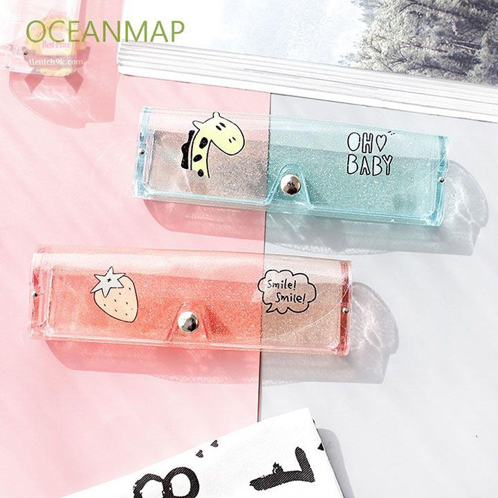 Hộp đựng kính trong suốt in họa tiết 3D hình thú dễ thương cute Khung xung quanh cứng