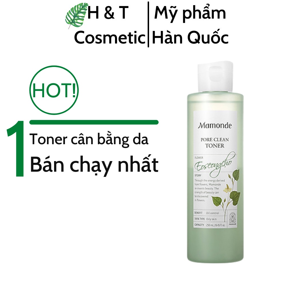 Nước hoa hồng diếp cá MAMONDE 250ml làm sạch và loại bỏ bã nhờn không cồn dành cho da dầu mụn