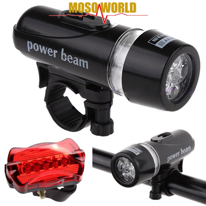 Đèn led gắn xe đạp leo núi MOSOWORLD gắn phía trước và phía sau đảm bảo lái xe an toàn
