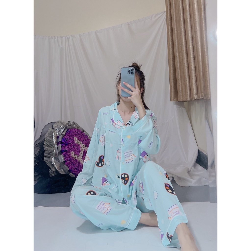 Bộ lanh bầu và sau sinh dài tay cổ Pijama lịch sự kín đáo, vải lanh mềm mát MÙA HÈ 2022 -