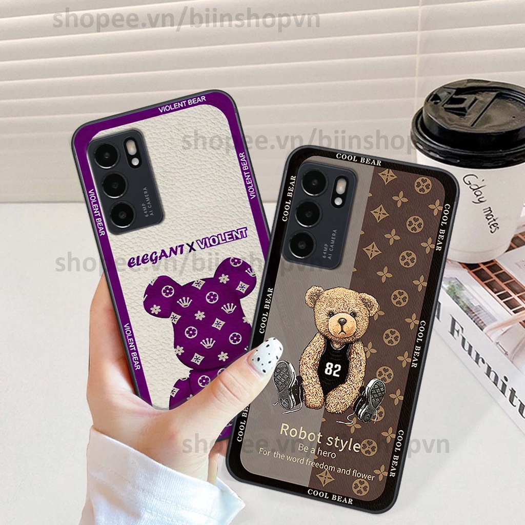 Ốp Oppo Reno6 / Reno6 Z 5G / Reno 6 hình gấu bear brick đẹp độc lạ, thời trang, cá tính