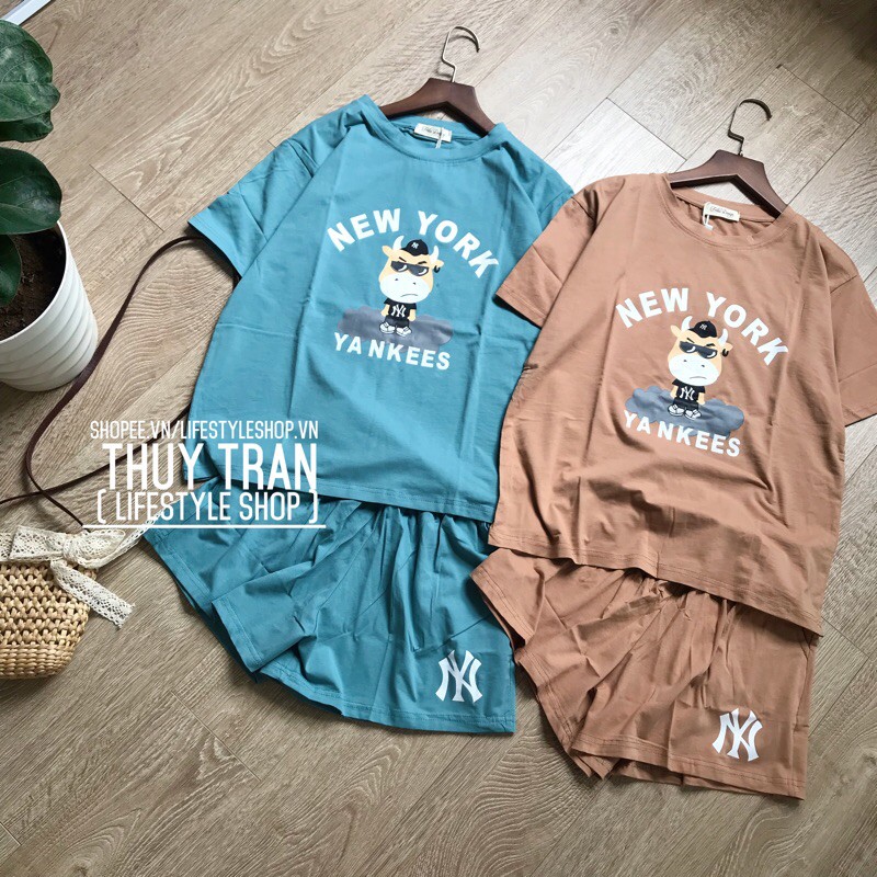 Bộ đồ mặc nhà thun cotton quần đùi áo cộc mát mẻ trẻ trung phom rộng rãi in hình xinh xắn( 20 mẫu )[ Ảnh thật + Video ]