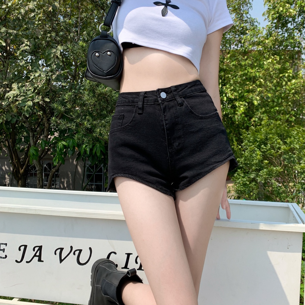 Quần Short Nữ Jeans Denim Lưng Cao Thời Trang Hàn