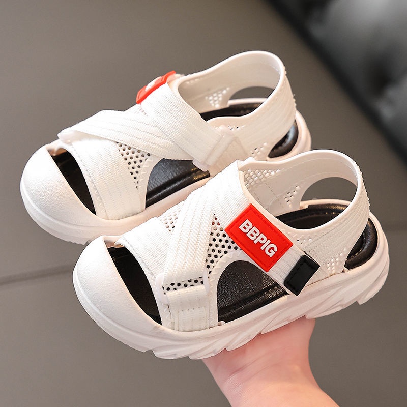 Giày Sandal Thể Thao Mùa Hè Đế Dày Hở Ngón Quai Dán Chống Trượt Cho Bé Trai
