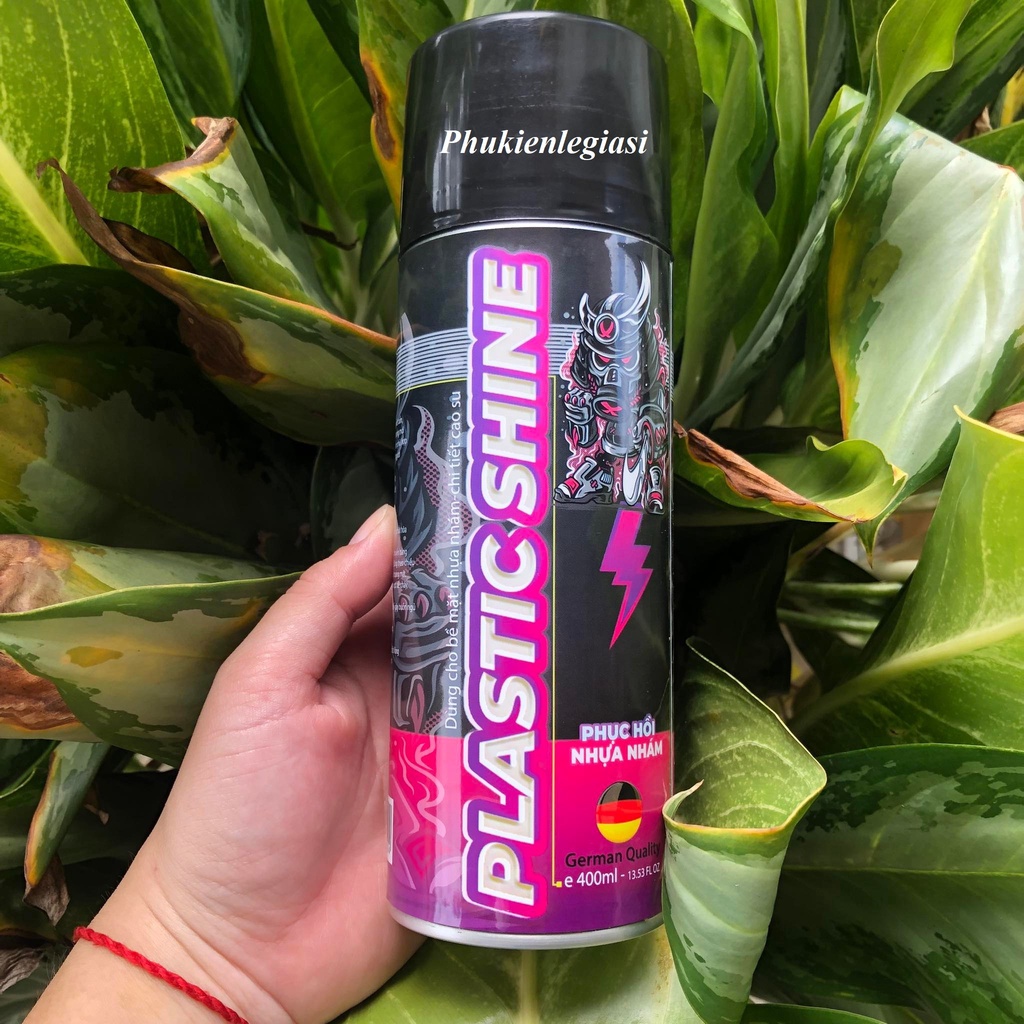 Chai xịt phục hồi nhựa nhám nhựa đen dưỡng đen làm mới nhựa nhám Sprayking Plastic Shine 400ml chai màu mè