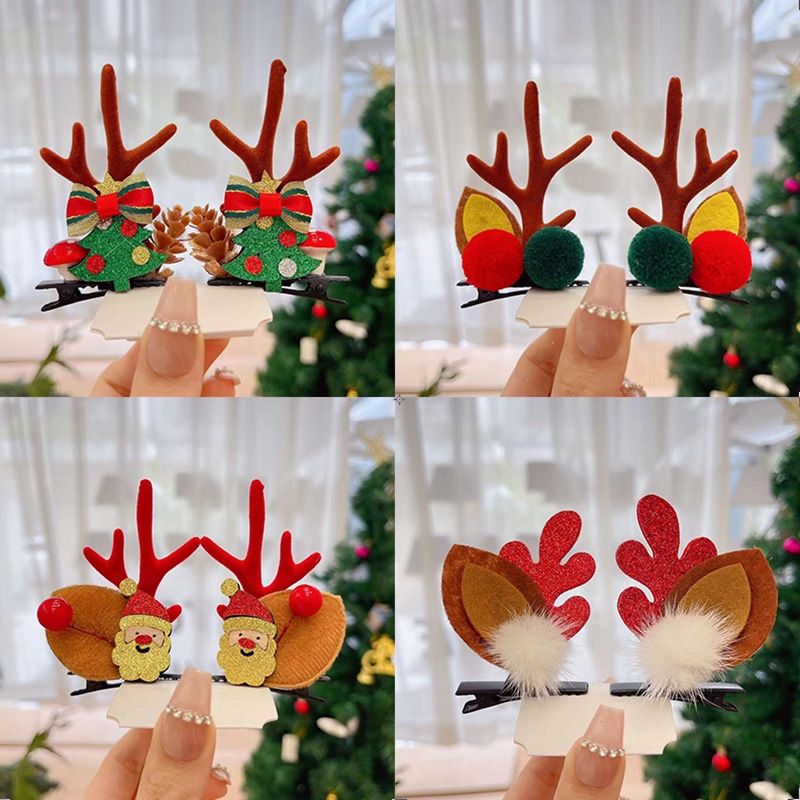 Kẹp Tóc Hình Sừng Tuần Lộc Giáng Sinh Phong Cách Mori Mới 2022