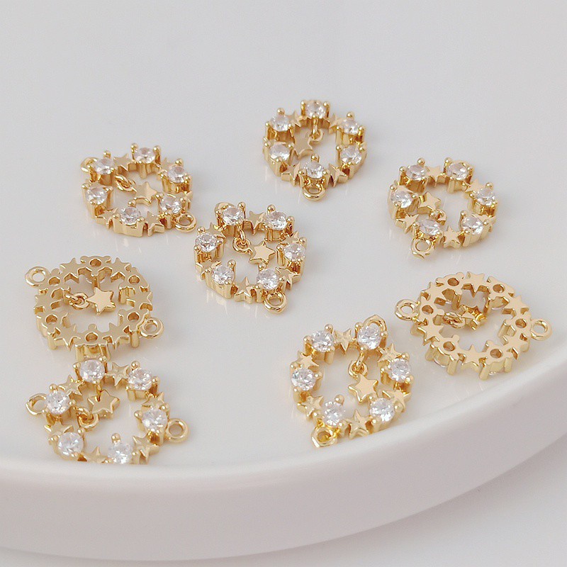 Vòng Tay Kết Nối Dây Treo Hai Đầu Tròn Đính Đá Zircon Hình Ngôi Sao Năm Cánh Màu Sắc Che Phủ Toàn Diện