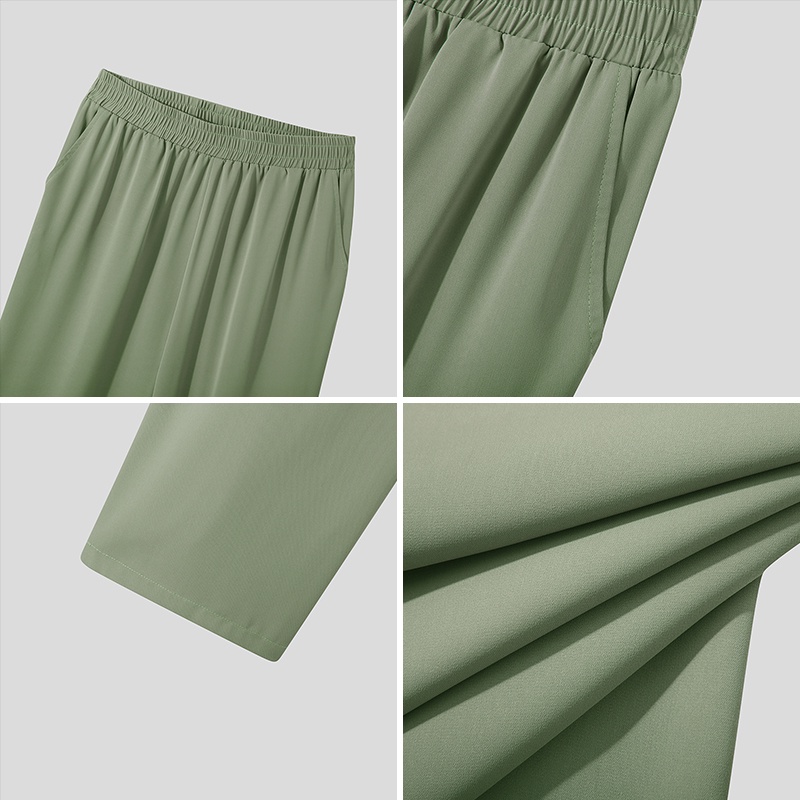 Quần dài INCERUN ống rộng màu sắc đơn giản cho nam