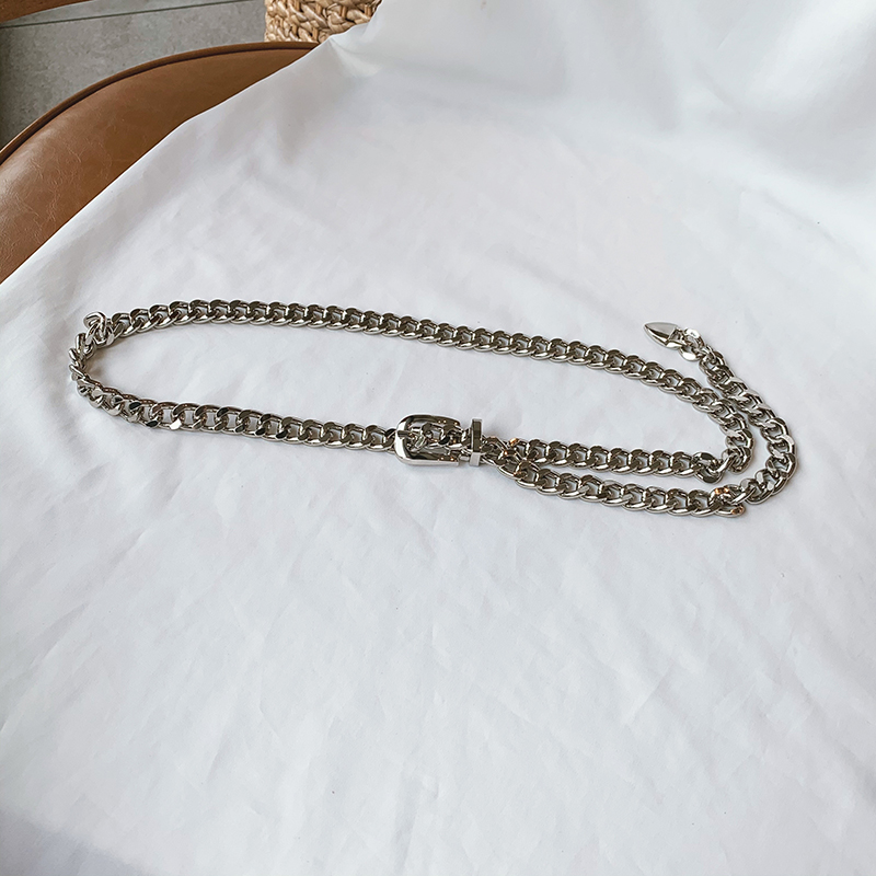 Thắt Lưng Dây Xích Kim Loại Phong Cách Retro Hàn Quốc