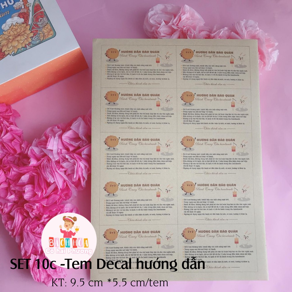 Decal Bảo Quản/Hướng dẫn sử dụng Bánh Trung Thu
