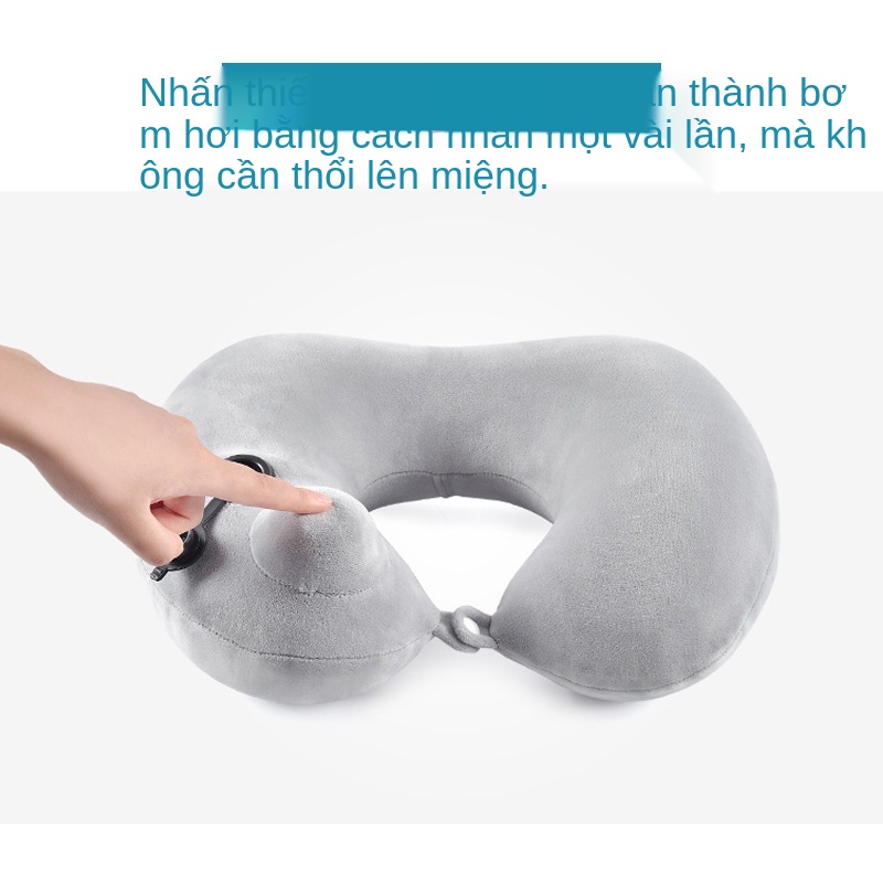 Gối chữ U bơm hơi tự động bảo vệ cột sống cổ du lịch, kê di đi máy bay