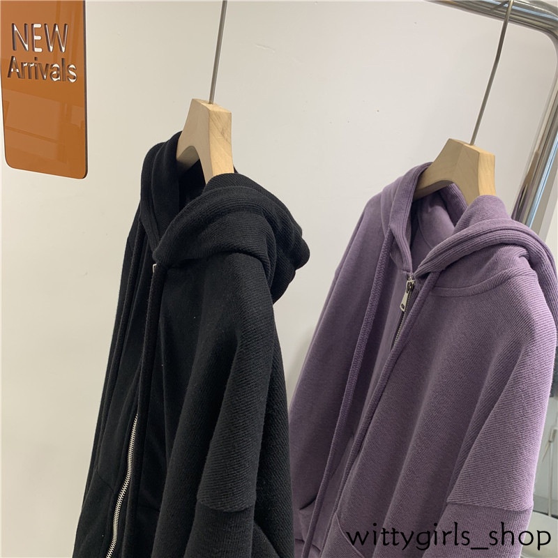 Wittygirls-áo Khoác Cardigan Mỏng Có Mũ Trùm Phối Khóa Kéo Mùa Đông Cho Nữ