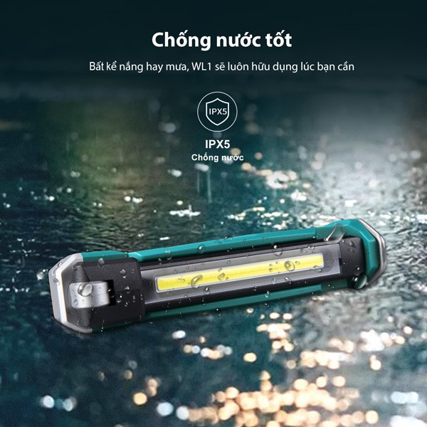 [HÀNG NHẬP KHẨU] KLARUS WL1 - Đèn làm việc, dã ngoại đa năng LED COB sáng 550lm pin 2000mAh sạc USB xoay 180 độ nam châm