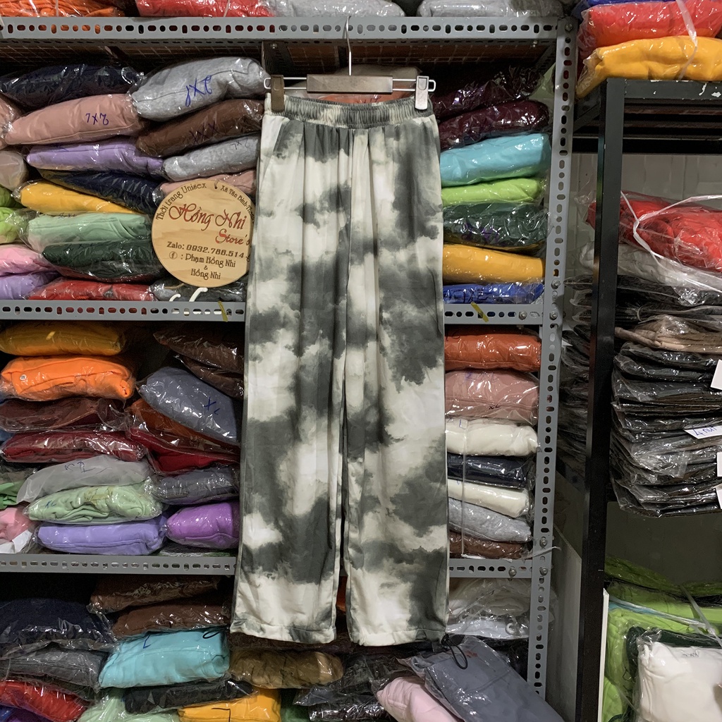 Quần Jogger 3D Ulzzang Unisex Jogger Loang Màu Dây Rút Lai Ống Rộng Xám Đậm - MM