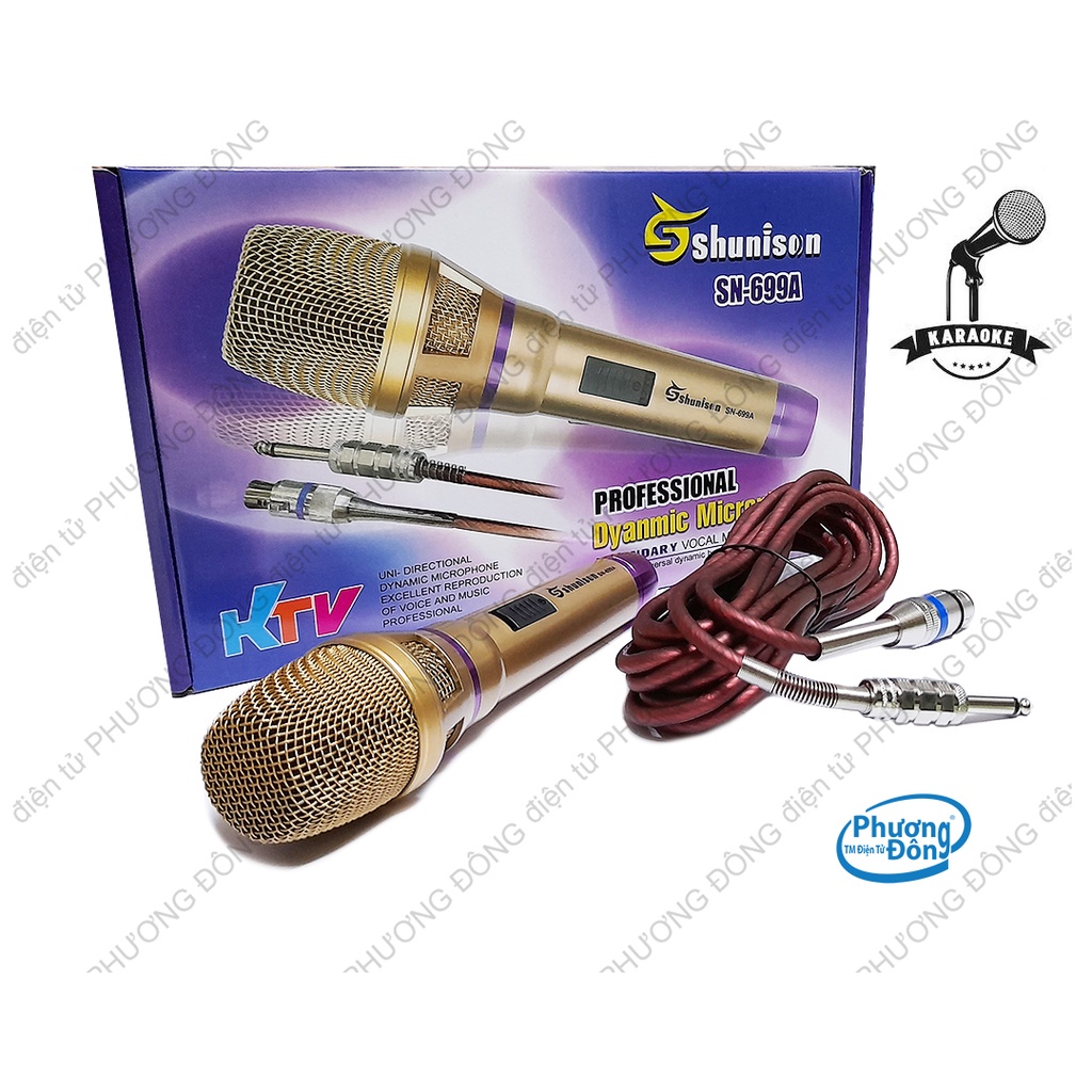 Micro karaoke Shunison SN-699A có dây thiết kế đẹp sang trọng chắc chắn siêu bền