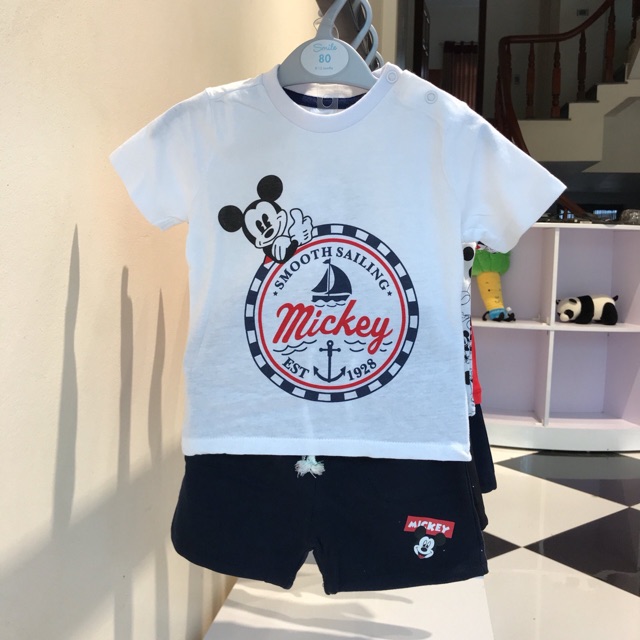 Set bộ Mickey Mouse trắng logo xịn đẹp