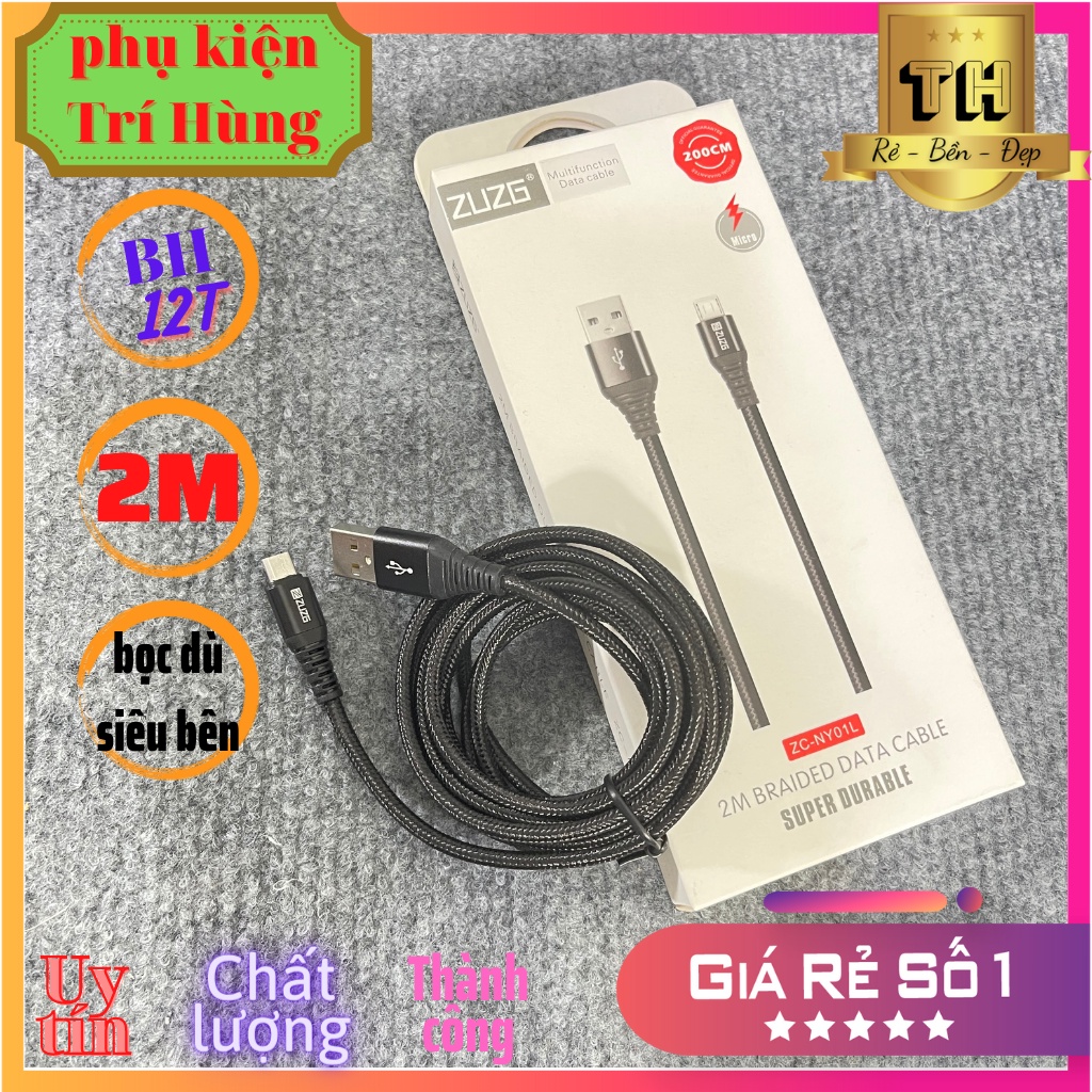 Dây sạc samsung zuzg NY-01L micro usb 2m sạc nhanh bọc dù siêu bền bảo hành 12 tháng