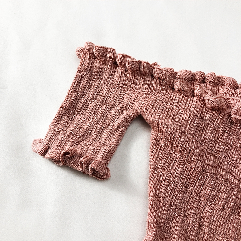 Áo thun ngắn IELGY trễ vai dáng ôm phong cách Hàn Quốc thời trang mùa hè 2022 dành cho nữ