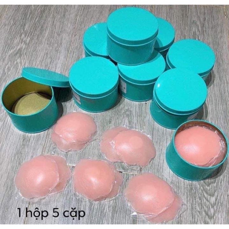 10 Miếng dán ngực silicon, Dán ti - Hộp 5 cặp siêu dính tái sử dụng được nhiều lần