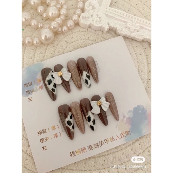 [MỚI] NAIL BOX GIÁ RẺ.SET 10MÓNG UP GẮN 2NƠ TO +VẼ
