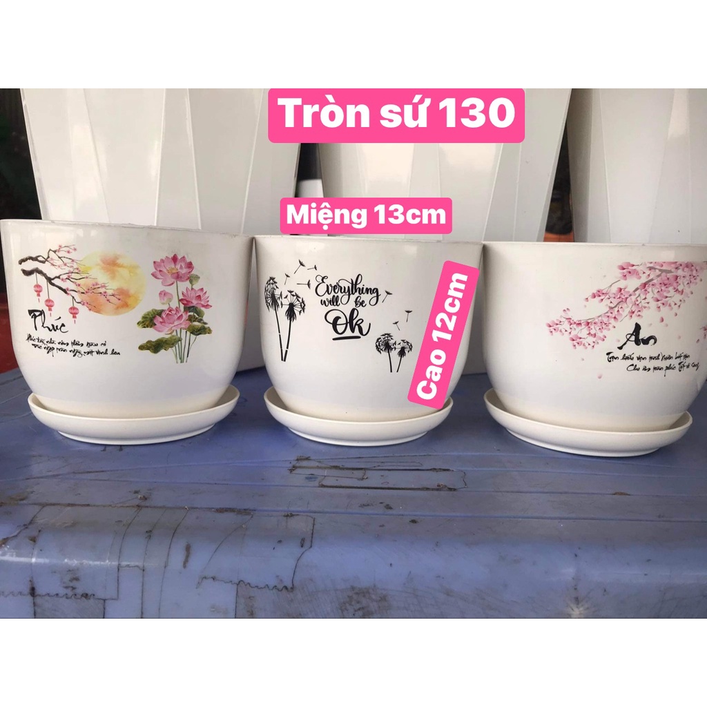 Chậu nhựa trồng cây để bàn xinh xắn rông 13cm - cao 12cm