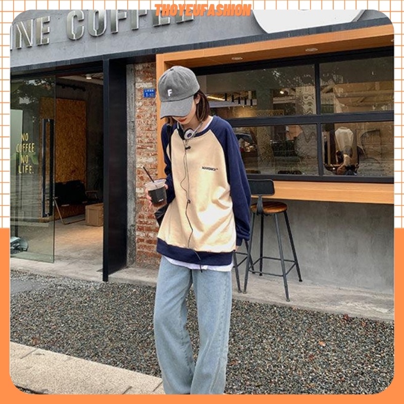 Áo Sweater Nỉ, Áo Thu Đông Phối Màu Hàng Quảng Châu