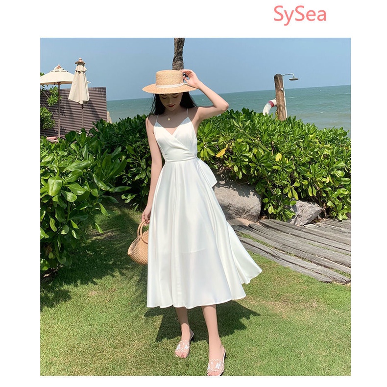 Đầm Hai Dây Cổ Chữ V Thời Trang Mùa Hè Quyến Rũ Cho Nữ