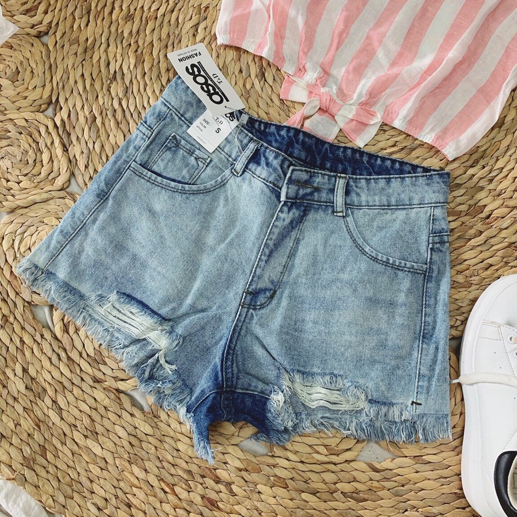 QJ378 - Quần Short Jeans Rách Lai