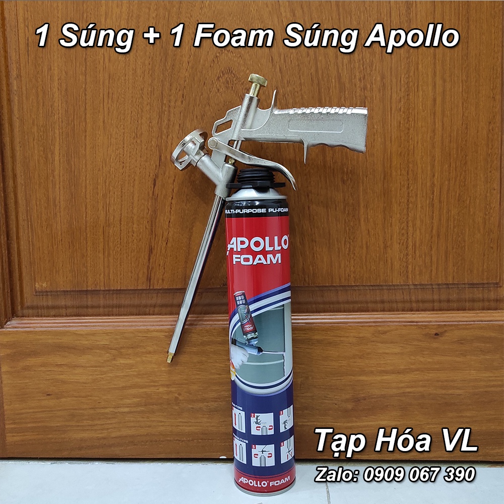 1 Foam Súng Apollo 750ml + 1 Súng bắn keo bọt nở