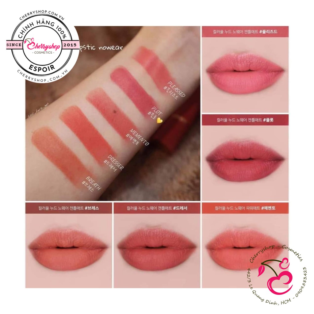 🍒Son thỏi lì Espoir  Colorful Nude Lipstick No Wear Gentle Matte