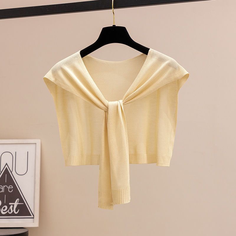 [Aishang Trang Sức Đẹp] Khăn Choàng Cổ Len Mỏng Màu Trơn Nhỏ Nhắn Có Đệm Vai Thời Trang Xuân Thu Phiên Bản Ngắn Thắt Nút Dễ Phối Đồ Cho Nữ