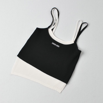 Áo hai dây giả hai lớp màu sắc tương phản dáng ôm thời trang mùa hè  dành cho nữ