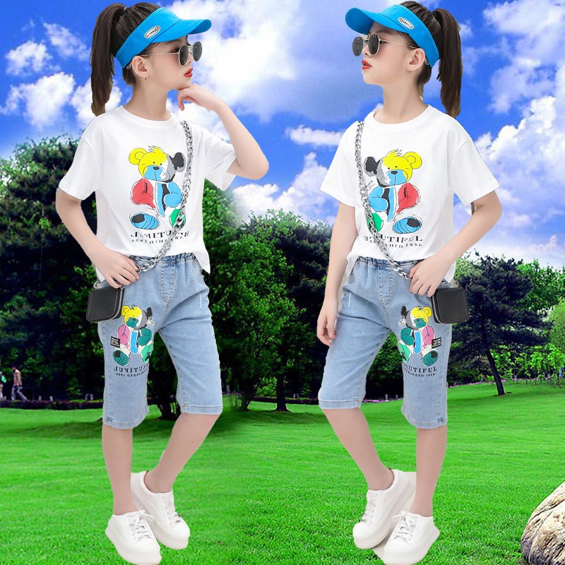 Bộ đồ cộc tay cho bé gái size đại Set quần áo trẻ em BEESHOP H22026