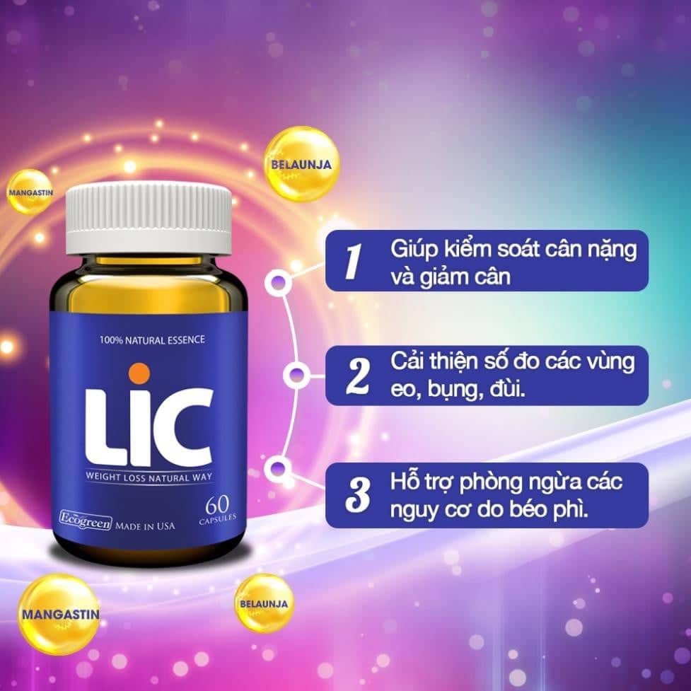Lic - Giảm cân Có tem tích điểm - Chính hãng Eco - Giảm cân an toàn từ thảo dược, hạ mỡ máu-Lọ 60 viên
